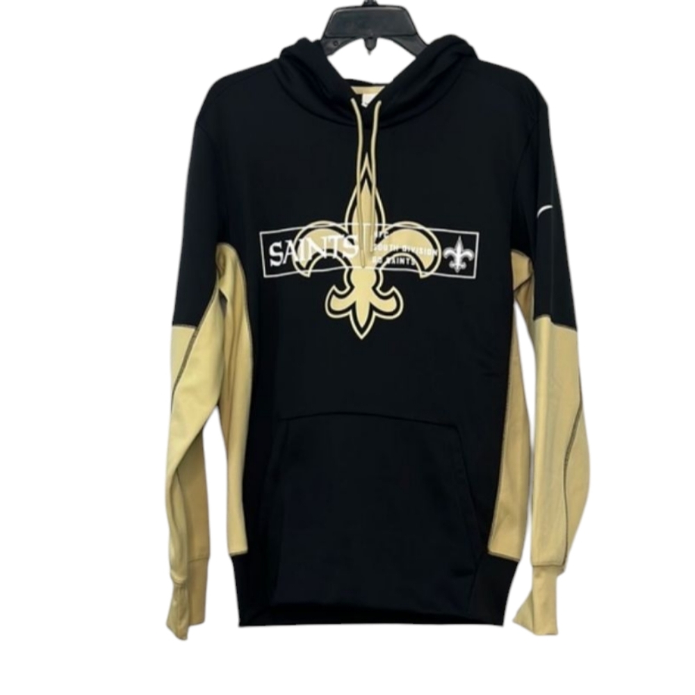 Nike NFL Men's Small Black and Tan New Orleans Saints Football Hoodie NWT